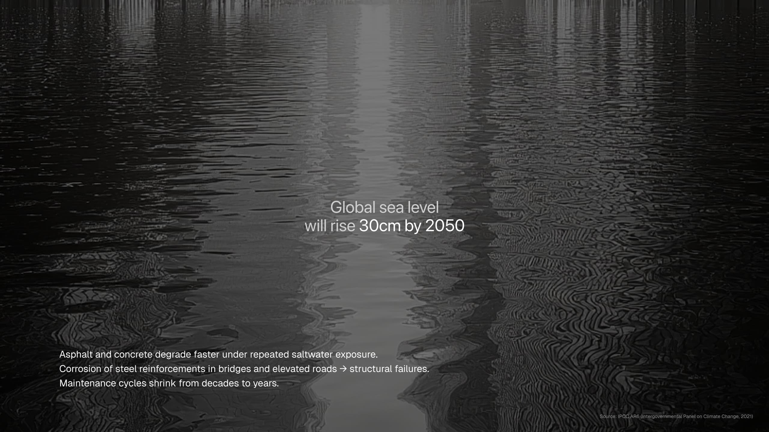 Global sea level rise and infrastructure degradation by 2050
