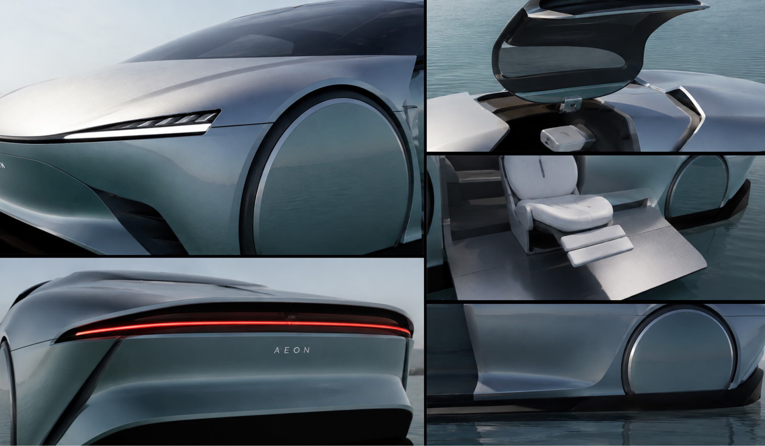 AEON water-mode exterior detail collage