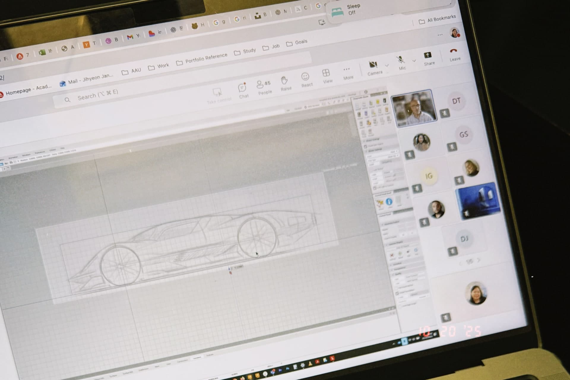 An online Autodesk session showing a vehicle design walkthrough